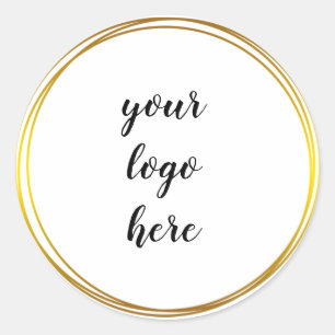 Gold Circle Rings Border Glitter Custom Logo Class Classic Round Sticker
