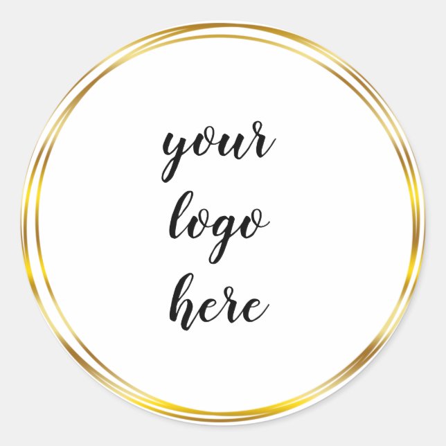 Gold Circle Rings Border Glitter Custom Logo Class Classic Round Sticker (Front)