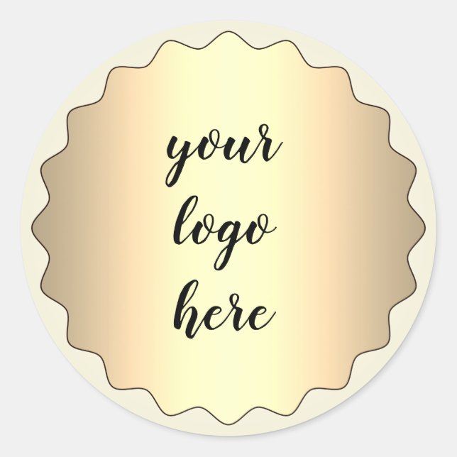Gold Circle Rings Border Glitter Custom Logo   Classic Round Sticker (Front)
