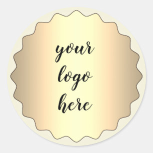 Gold Circle Rings Border Glitter Custom Logo   Classic Round Sticker