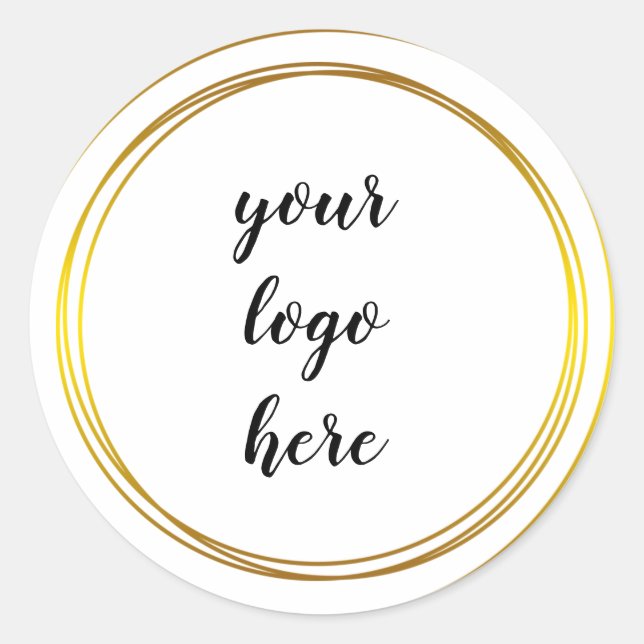 Gold Circle Rings Border Glitter Custom Logo  Classic Round Sticker (Front)