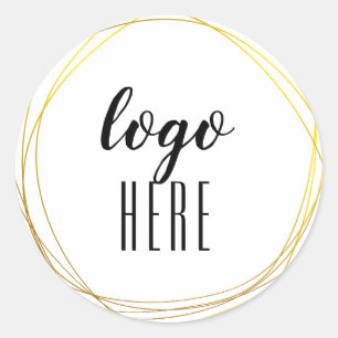 Gold Circle Rings Border Glitter Custom Logo Classic Round Sticker