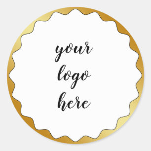 Gold Circle Rings Border Glitter Custom Logo  Classic Round Sticker