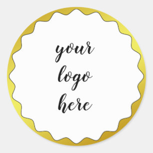 Gold Circle Rings Border Glitter Custom Logo  Classic Round Sticker