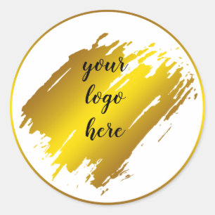 Gold Circle Rings Splatter Glitter Custom Logo Classic Round Sticker