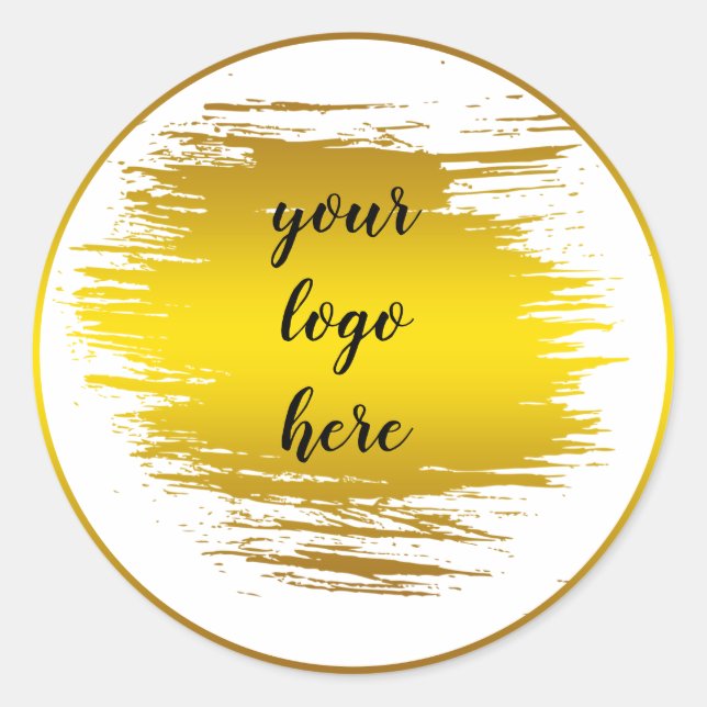 Gold Circle Rings Splatter Glitter Custom Logo Classic Round Sticker (Front)