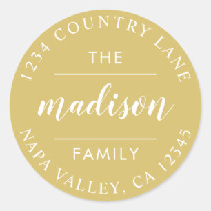 Gold Circle Script Create Your Own Return Address Classic Round Sticker