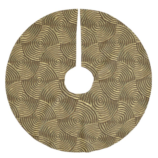 Gold Circle Texture: Abstract Seamless. Brushed Polyester Tree Skirt (Front)