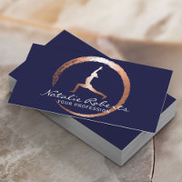 Gold Circle Yoga Warrior Pose Wellness Spa Navy