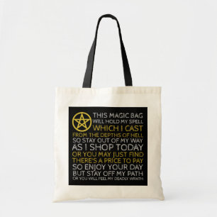 Gold Circled Pentagram, Halloween Tote Bag