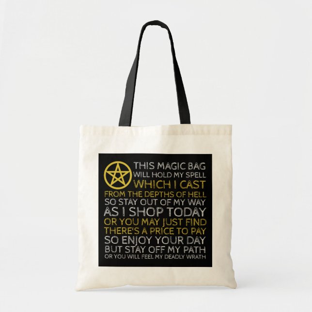 Gold Circled Pentagram, Halloween Tote Bag (Front)