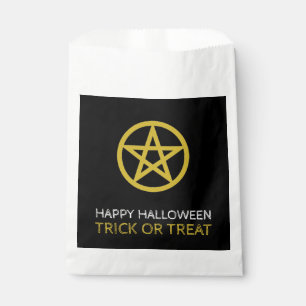 Gold Circled Pentagram, Happy Halloween Favour Bags