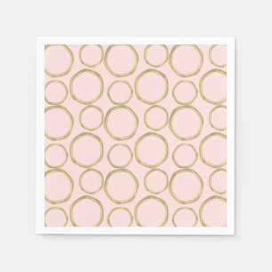 Gold Circles & Blushing Pink Modern Trendy Chic Napkin