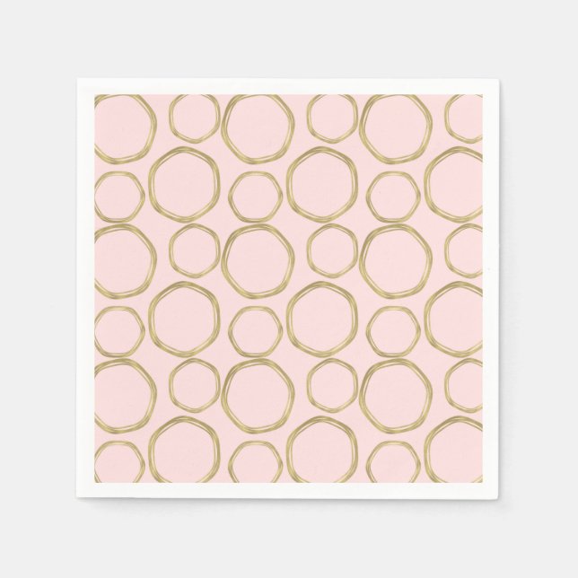 Gold Circles & Blushing Pink Modern Trendy Chic Napkin (Front)