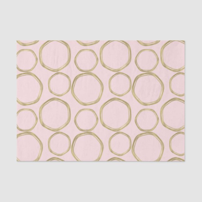 Gold Circles & Blushing Pink Modern Trendy Chic Tissue Paper (Front)