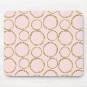 Gold Circles & Blushing Pink Modern Trendy Mouse Mat