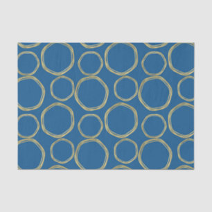 Gold Circles & Bright Blue Modern Trendy Tissue Paper