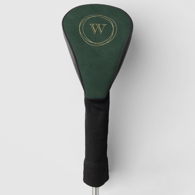 Gold Circles Dark Green Monogram Golf Head Cover (Front)
