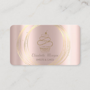 Gold Circles Glitter Cupcake Rose Gold Business Card