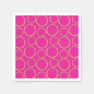Gold Circles & Hot Pink Bright Bold Modern Trendy Napkin