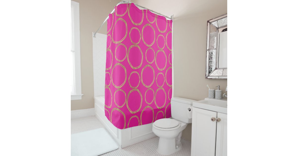 Gold Circles Hot Pink Bright Bold Modern Trendy Shower Curtain Gold Circles Hot Pink Bright Bold Modern Trendy Shower Curtain Zazzle Co Uk