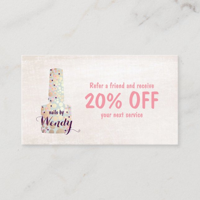 Gold Circles Nail Salon Manicurist Referral (Front)