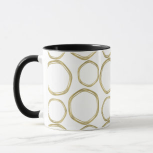 Gold Circles On White Modern Trendy Mug