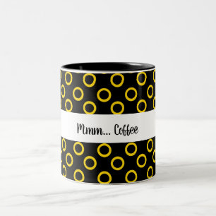 Gold Circles Pattern w/Black Two-Tone Coffee Mug