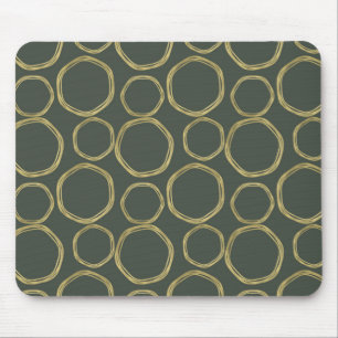 Gold Circles & Rustic Olive Green Modern Trendy Mouse Mat