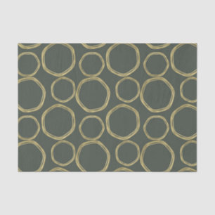 Gold Circles & Rustic Olive Green Modern Trendy Tissue Paper