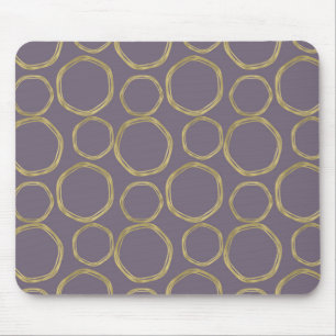 Gold Circles & Rustic Taupe Purple Modern Trendy Mouse Mat