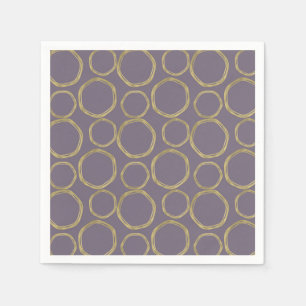Gold Circles & Rustic Taupe Purple Modern Trendy Napkin
