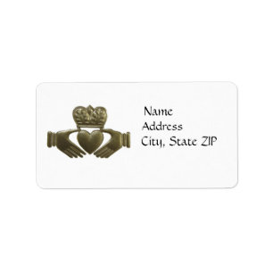 Gold claddagh address labels