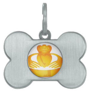 gold claddagh ring pet name tag
