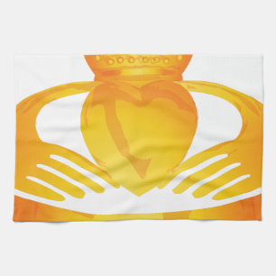 gold claddagh ring tea towel