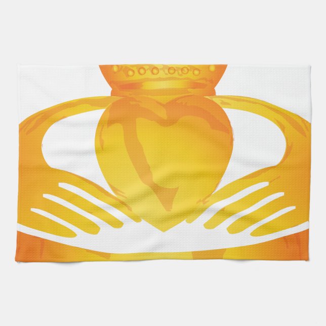 gold claddagh ring tea towel (Horizontal)