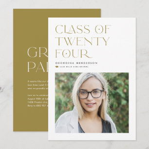 Gold Class of 2024 Modern Minimalist Graduation Invitation