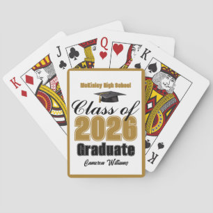 Gold Class of 2026 Custom Graduation Party Playing Cards