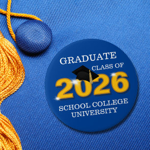 Gold Class of 2026 Graduation 7.5 Cm Round Badge