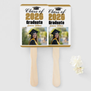 Gold Class of 2026 Photo Custom Graduation Photo Hand Fan