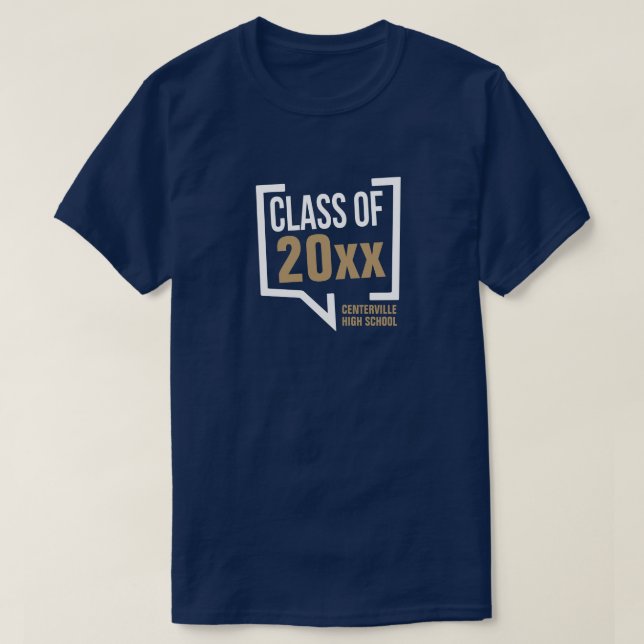 Gold Class Year Speech Bubble T-Shirt (Design Front)