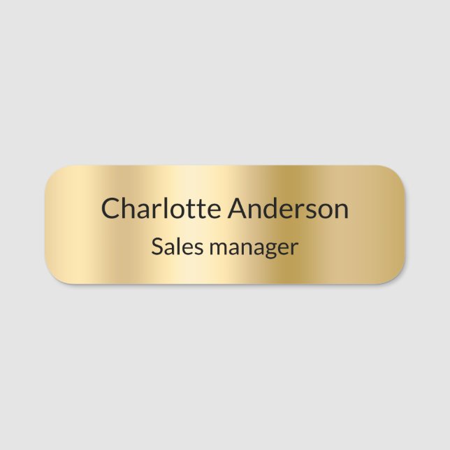 Gold classic business employee name tag (Front)