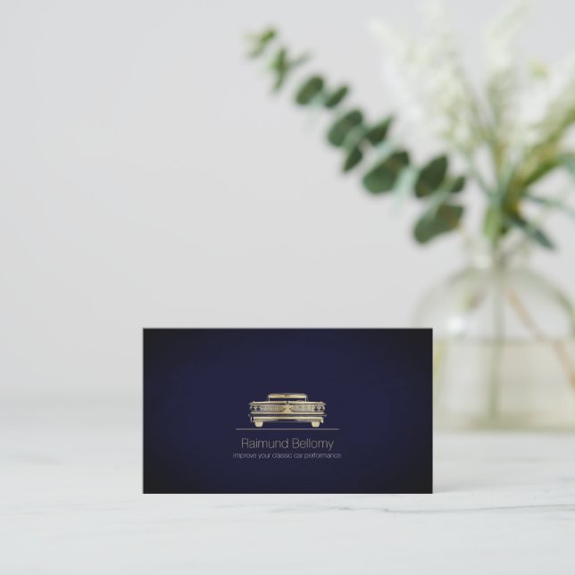 Gold Classic Car Business Card (Standing Front)