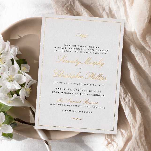 Gold Classic Elegance Script Simple Wedding (Gold Classic Elegance Script Simple Wedding Foil Invitation)