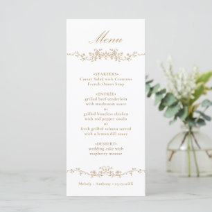 Gold Classic Floral Border Wedding Menu