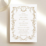 Gold Classic French Victorian Floral Wedding Invitation<br><div class="desc">Elegant gold Victorian French wedding invitation with a floral crest and monograms on the back. For more advanced customisation of this design,  please click the DESIGN TOOL BUTTON above!</div>