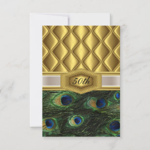 Gold classic Peacock Birthday Invitation