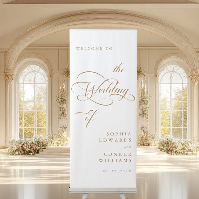 Gold Classy Calligraphy Wedding Welcome  Retractable Banner (Creator Uploaded)