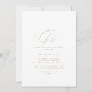 Gold Classy Chic It's A Girl Baby Shower  Invitation