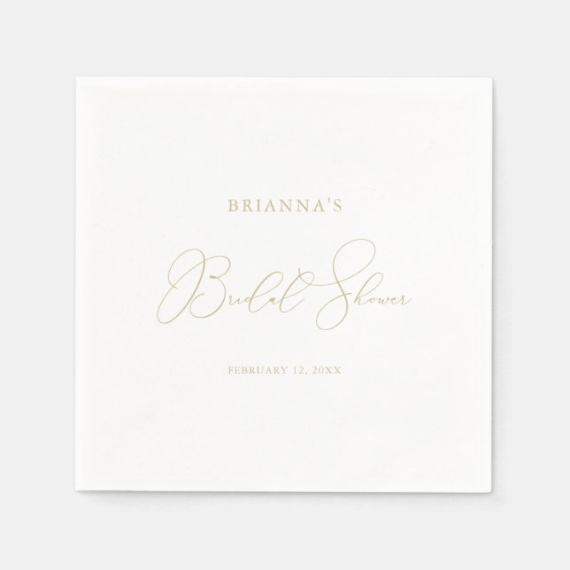 Gold Classy Chic Minimalist Bridal Shower Napkins (Front)